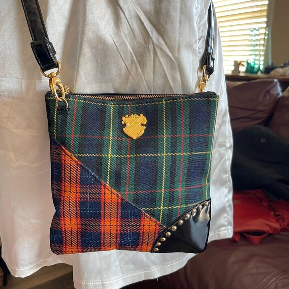 MAC Cosmetics Makeup Bag Tartan Green Red Black Small Square Coin Purse - Picture 2 of 6